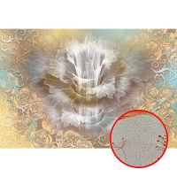 Фреска Ortograf 3D 6706 Фактура бархат золото FX-G Флизелин (4*2,7) Бежевый/Бирюзовый, Цветы/Абстракция — фото 1, Фрески