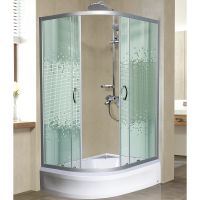 Душевой уголок Мономах ДУ 90x70 МЗ 10000005878 профиль Хром матовый стекло прозрачное с рисунком — фото 1, Душевые уголки