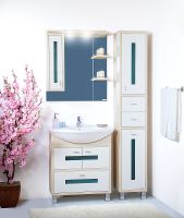 Шкаф пенал Бриклаер Бали 34 4627125412066 с бельевой корзиной Светлая лиственница Белый — фото 3, Мебель для ванной