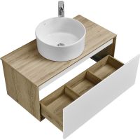 Тумба под раковину Aquaton Либерти 90 1A279901LYC70 подвесная Дуб эльвезия Белая — фото 10, Тумбы под раковину