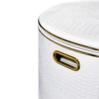 Корзина для белья Geralis KWG-O Croco Белая, кант Золото, полукруглая — фото 4, Корзины для белья
