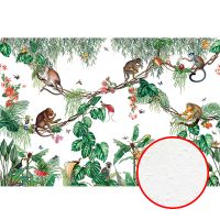 Фреска Ortograf Miracle 33857 Фактура бархат FX Флизелин (4*2,7) Белый/Разноцветный, Листья/Животные — фото 1, Фрески