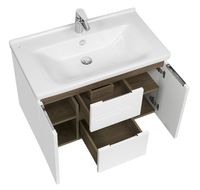 Тумба под раковину Aquaton Рене 76 1A258601NRC80 подвесная Белая Грецкий орех — фото 3, Тумбы под раковину