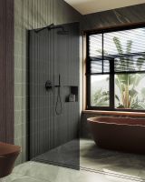 Душевая перегородка Maybah Glass MGD-698-6ш 790x1950 в широком профиле Черный стекло графитовое — фото 2, Душевые перегородки