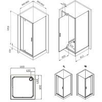 Душевой уголок AM.PM Gem 90х90 W90G-404-9090-BT профиль Черный матовый стекло прозрачное — фото 8, Квадратные душевые уголки
