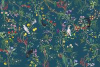 Фреска Ortograf Miracle 33873 Фактура бархат FX Флизелин (4,5*3) Синий/Разноцветный, Птицы/Цветы — фото 2, Фрески