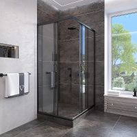 Душевой уголок Veconi Rovigo RV-113B 90x90 RV113B-90-01-C4 профиль Черный матовый стекло прозрачное — фото 3, Душевые уголки