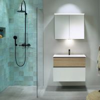 Товар: Тумба с раковиной Burgbad Fiumo 80 SFXN082F3956FOT45G0200C0001*1 Eiche Dekor Cashmere Белая матовая - фото 2 Тумба с раковиной Burgbad Fiumo 80 SFXN082F3956FOT45G0200C0001*1 Eiche Dekor Cashmere Белая матовая — фото 2, Мебель для ванной