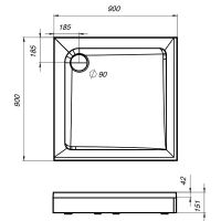 Поддон для душа из ABS-пластика AM.PM Gem 90x90 W90T-403-090W без антискользящего покрытия — фото 4, Душевые поддоны АБС-пластик