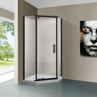 Душевой уголок Vincea Stresa 90х90 VSP-1S900CLB профиль Черный стекло прозрачное — фото 2, Душевые уголки трапеция