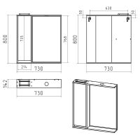 Зеркало со шкафом Brevita Balaton 75 L BAL-04075-03-01Л с подсветкой Белое матовое Бежевое матовое — фото 6, Мебель для ванной
