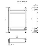 Электрический полотенцесушитель Тругор Пэк сп 21 кв 60х50 Графит — фото 2, Электрические полотенцесушители