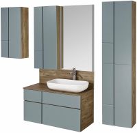 Подвесной шкаф Aquaton Мишель 43 1A243903MIX30 Дуб фьорд Дуб рустикальный — фото 5, Шкафы для ванной