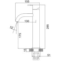Смеситель для раковины Ростовская Мануфактура Сантехники SUS128BL-001F-1 Черный матовый — фото 6, Смесители