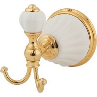 Двойной крючок Migliore Olivia 17461 Золото Белый — фото 1, Крючки для полотенец