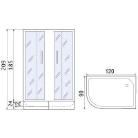 Душевой уголок River Don XL 120x90 MT R 10000008320 с поддоном — фото 6, Асимметричные душевые уголки