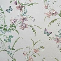 Обои Andrea Rossi Gavi 54373-2 Винил на флизелине (1,06*10) Бирюзовый/Зеленый/Розовый, Бабочки/Цветы — фото 1, Обои для стен