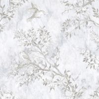 Обои Prima Italiana Arte Bella 80325 Винил на флизелине (1,06*10) Серый/Голубой, Птицы/Деревья — фото 1, Обои для стен