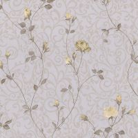 Обои Prima Italiana Colomba 80601 Винил на флизелине (1,06*10) Серый/Желтый, Вензель/Цветы — фото 1, Обои для стен