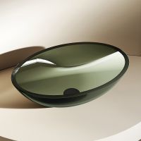 Раковина-чаша Abber Kristall 50 AT2802Vesuvian Оливковая — фото 1, Раковины накладные