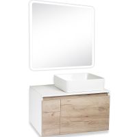 Тумба под раковину Runo Бари 80 00-00001375 подвесная Крафт дуб Белая — фото 19, Тумбы под раковину