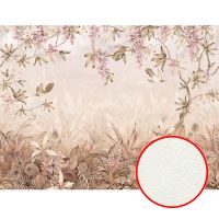 Фреска Ortograf Aurora 34111 Фактура флок FLK Флизелин (4*3) Бежевый/Зеленый, Листья/Цветы арт-34111 (флок FLK) — фото 1, Фрески