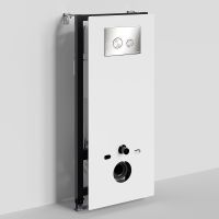 Инсталляция WasserKRAFT Abens 20TLT.010.ME.WH.BN01 для унитаза Белое стекло с клавишей смыва Никель — фото 1, Инсталляции для унитазов