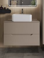 Тумба с раковиной Orange Line 80 Li-80TuLMDF+B02-460W подвесная Латте матовый — фото 2, Тумбы с раковиной