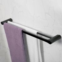 Полотенцедержатель WasserKRAFT Glan K-5140 двойной Черный глянцевый — фото 2, Полотенцедержатели