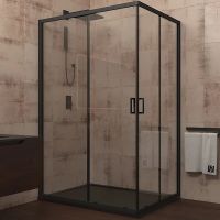 Душевой уголок Veconi Rovigo RV-14 120x80 RV14-12080-01-C5 профиль Черный матовый стекло прозрачное — фото 1, Душевые уголки