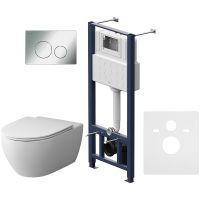 Комплект унитаза с инсталляцией AM.PM Awe FlashClean IS49051.111700 с сиденьем Микролифт и клавишей смыва Хром — фото 1, Комплекты унитаз + инсталляция