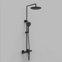 Душевая система Vincea Desire VSFS-1D1TMB с термостатом Черная матовая — фото 1, Душевые стойки