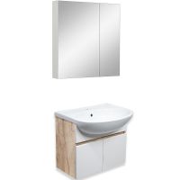 Тумба под раковину Runo Лада 50 00-00001370 подвесная Крафтовый дуб Белая — фото 4, Тумбы под раковину