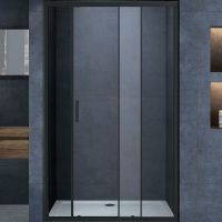 Душевая дверь Vincea Alpha 110 VDS-3AL110CLB профиль Черный стекло прозрачное — фото 1, Душевые двери в нишу