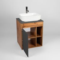 Тумба под раковину VIANT Бостон 65 VBOS65NG-T1STP подвесная Графит матовый Дуб Вотан — фото 4, Мебель для ванной