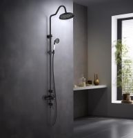 Душевая система Aquatek Классик AQ2563MB с термостатом Черная матовая — фото 3, Душевые стойки