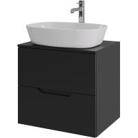 Тумба с раковиной Orange Line 60 Li-60TubMDF+B08-500W подвесная Черная матовая — фото 1, Тумбы с раковиной