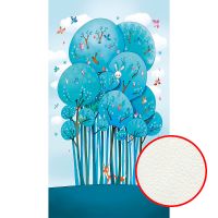 Фреска детская Ortograf Для малышей 33068 Фактура флок FLK Флизелин (1,5*2,7) Голубой/Бирюзовый, Деревья/Животные/Птицы — фото 1, Фрески