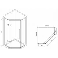Душевой уголок Abber Ewiges Wasser 90x90 AG05090M профиль Хром стекло матовое — фото 7, Душевые уголки трапеция