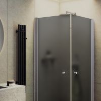 Душевой уголок Maybah Glass MGY-1299-5 900x900x1980 на монопетлях Хром матовый стекло графитовое матовое — фото 2, Душевые уголки