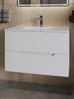 Тумба под раковину Orange Line 80 Li-80Tuw подвесная Белая матовая — фото 2, Мебель для ванной