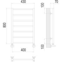 Водяной полотенцесушитель Terminus Контур П7 400х800 4670078529640 Хром, нижнее подключение, G 1/2" ВР, с угловым соединением — фото 4, Водяные полотенцесушители