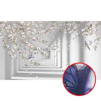 Фреска Ortograf 3D 33213 Фактура бархат серебро FX-S Флизелин (4,3*2,5) Белый, Архитектура/Цветы — фото 1, Фрески