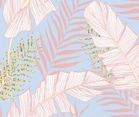 Фреска Ortograf Oasis 32734 Фактура бархат FX Флизелин (3,2*2,7) Голубой/Розовый, Листья — фото 2, Фрески