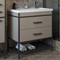 Тумба под раковину Sanflor Норд 60 С08106 Тауп Черный муар — фото 2, Тумбы под раковину