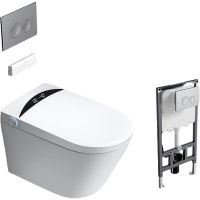 Комплект унитаза биде с инсталляцией Timo TE-751 с сиденьем Микролифт и клавишей смыва Хром — фото 1, Умные унитазы