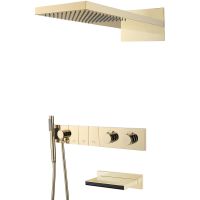 Душевая система Boheme Zodiac 133-2-G с термостатом Золото — фото 1, Душевое оборудование. Душевая программа