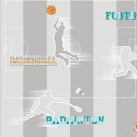 Обои детские Andrea Rossi Kids Land 54277-2 Винил на флизелине (1,06*10,05) Серый, Футболисты — фото 1, Обои для стен