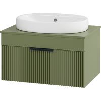 Тумба с раковиной Brevita Enfida 70 УТ000022704 подвесная Зеленая матовая — фото 1, Мебель для ванной