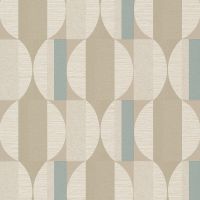 Обои Grandeco Cumaru CU 3112 Винил на флизелине (0,53*10,05) Бежевый/Коричневый/Бирюзовый, Геометрия — фото 1, Обои для стен